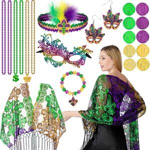 9818 20pcs Mardi Gras Outfit Accessoriess For Women, Set